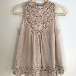 Beige Embroidered High-Neck Blouse Tunic